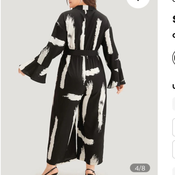 BLOOMCHIC BLACK AND WHITE BUTTON FRONT BRUSHSTROKE JUMPSUIT SIZE US 18-20 - Picture 4 of 9